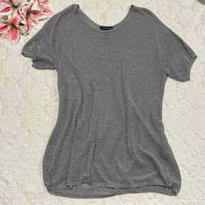 Lane Bryant - Grey & Silver Metallic Short Sleeved Sweater Blouse